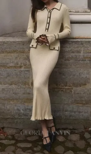 beverly knit bodycon midi dress in white Gloria Lanvin