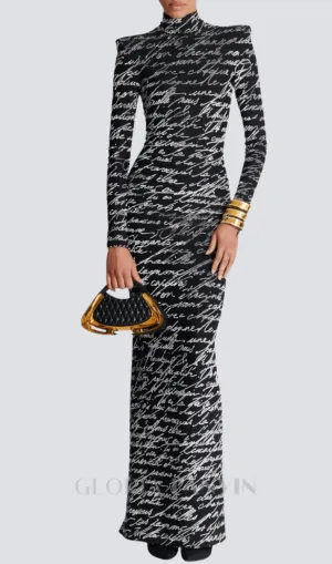 Bexley Print Velvet Long Sleeve Maxi Dress Gloria Lanvin