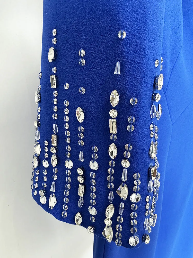 biela v-neck crystal-embellished midi dress in blue Gloria Lanvin