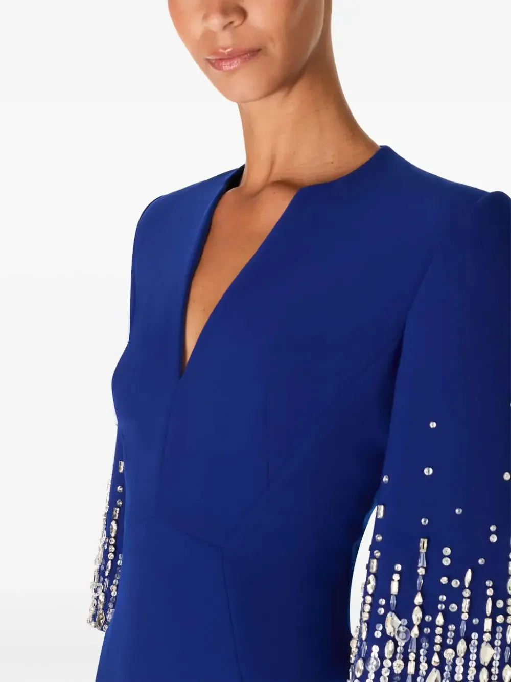 biela v-neck crystal-embellished midi dress in blue Gloria Lanvin