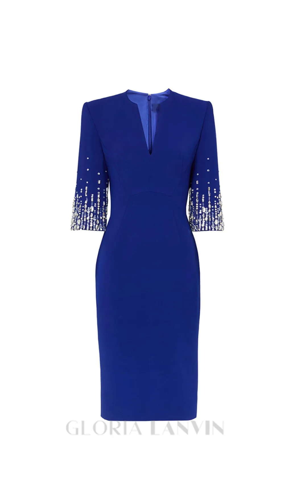 biela v-neck crystal-embellished midi dress in blue Gloria Lanvin