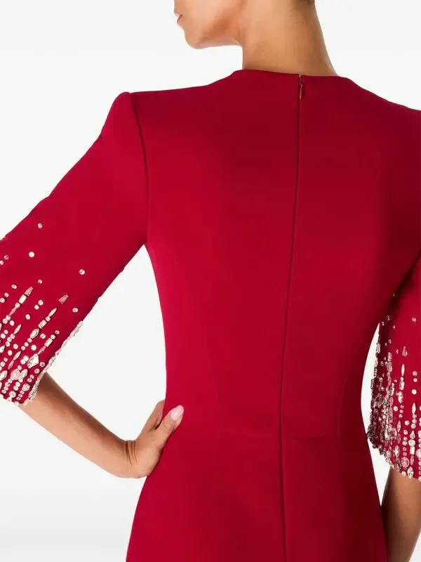 biela v-neck crystal-embellished midi dress in red Gloria Lanvin