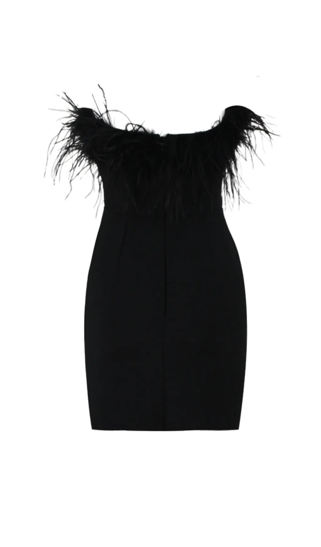 BLACK BANDEAU FEATHER MINI DRESS Gloria Lanvin