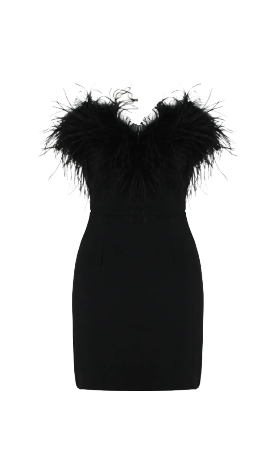 BLACK BANDEAU FEATHER MINI DRESS Gloria Lanvin