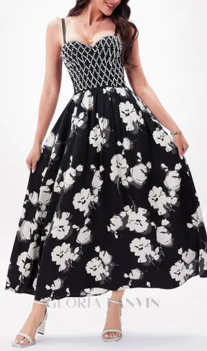 BLACK BEAD FLORAL MAXI DRESS Gloria Lanvin