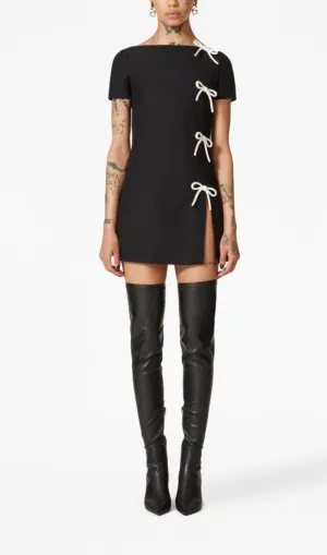 BLACK BOW PATCHWORK SHORT-SLEEVED DRESS Gloria Lanvin