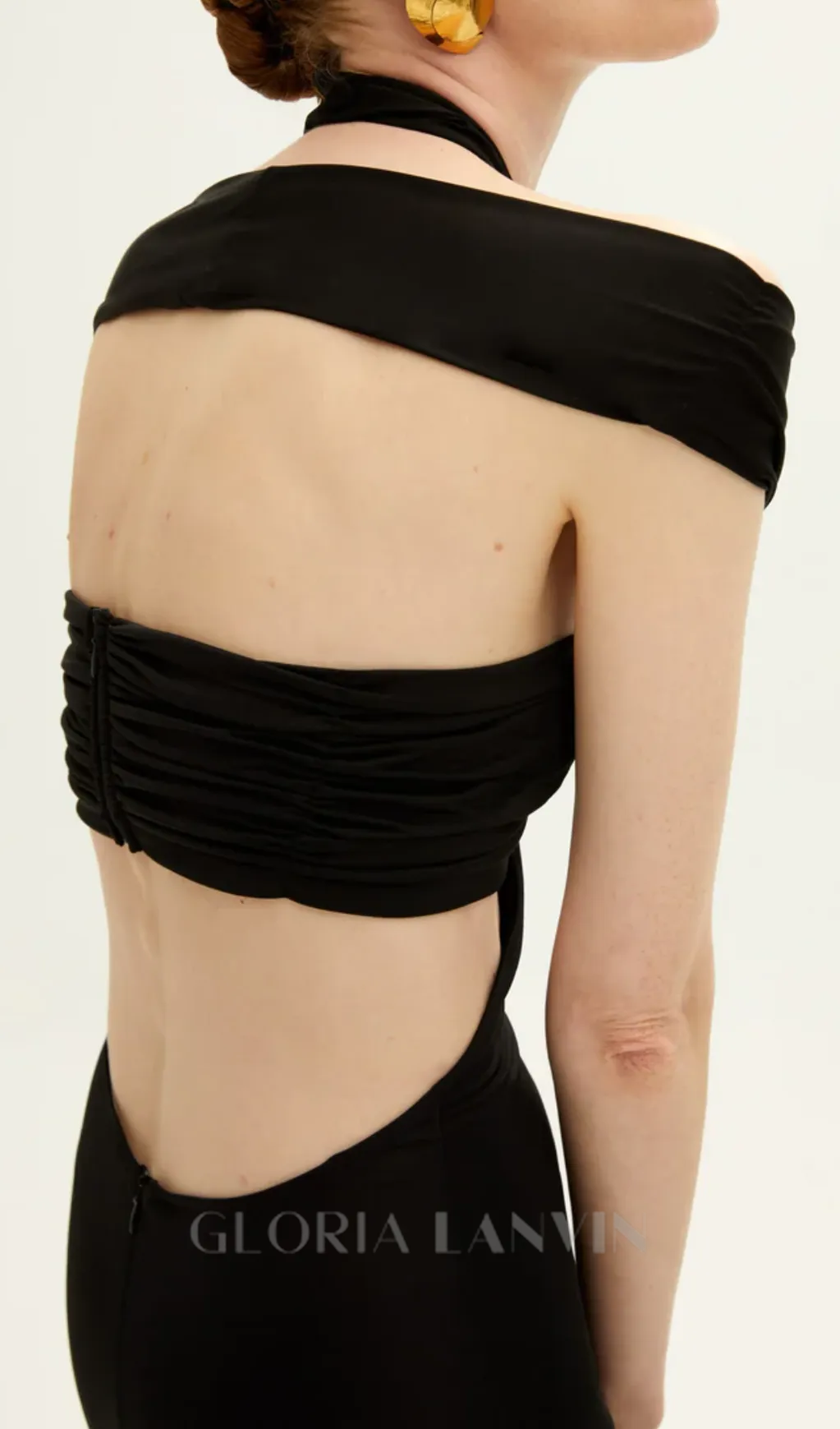 BLACK CUTOUT HALTER BANDAGE MAXI DRESS Gloria Lanvin