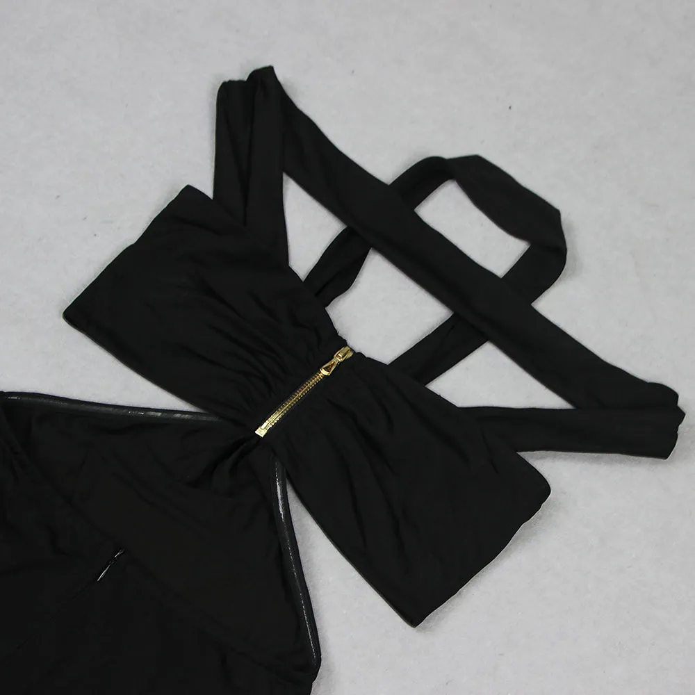 BLACK CUTOUT HALTER BANDAGE MAXI DRESS Gloria Lanvin