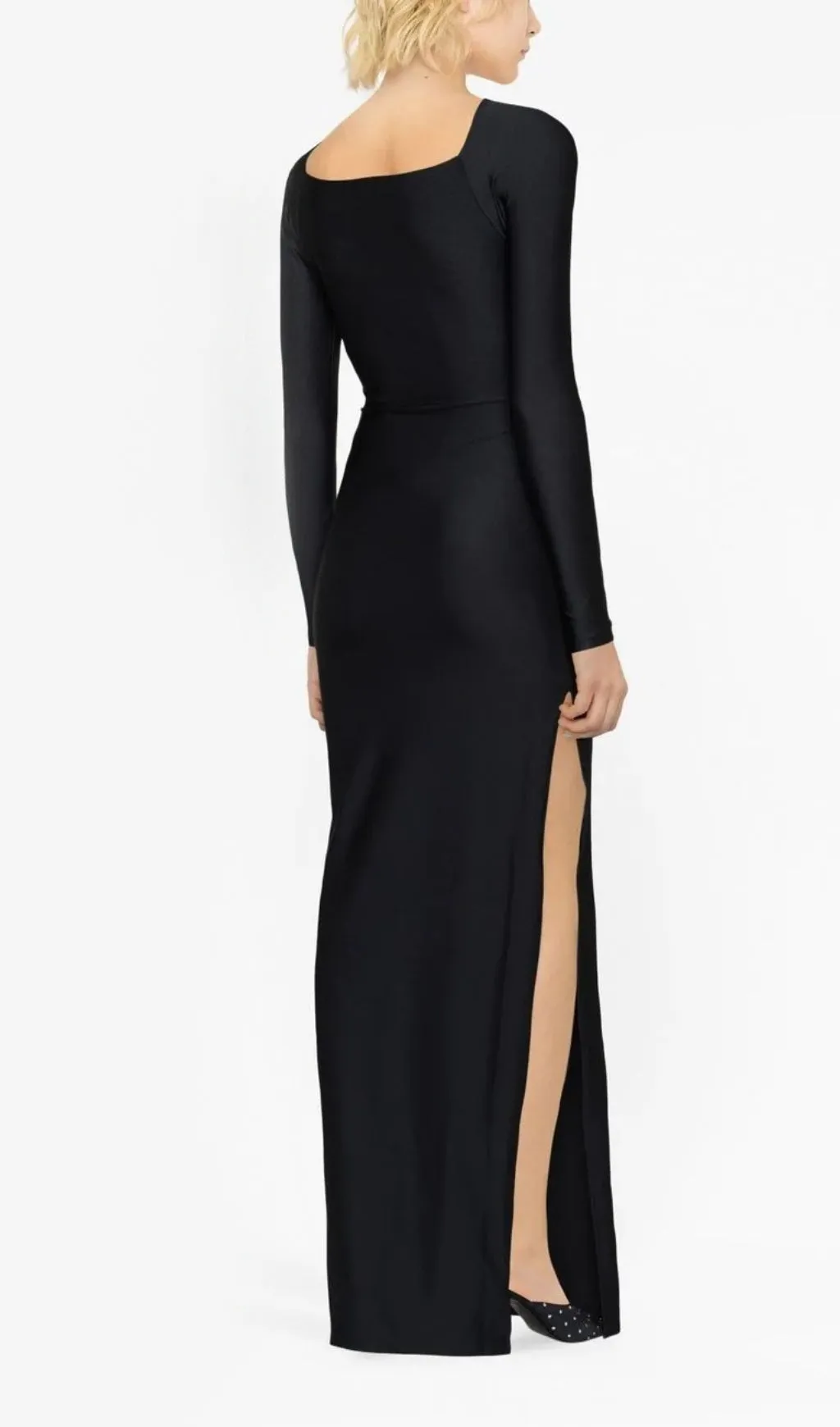 BLACK EMBELLISHED CUT-OUT MAXI DRESS Gloria Lanvin
