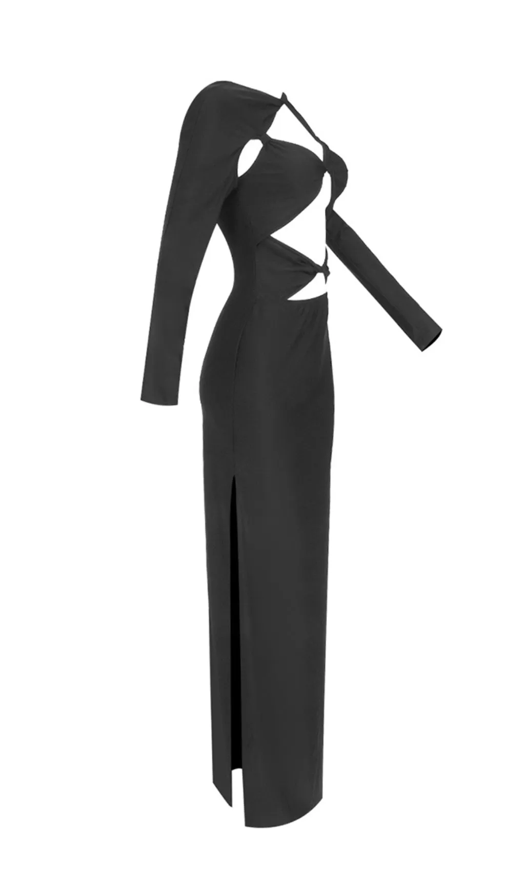BLACK EMBELLISHED CUT-OUT MAXI DRESS Gloria Lanvin
