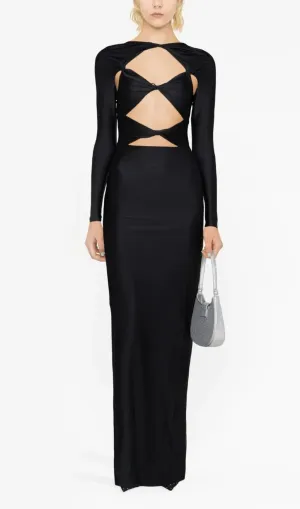 BLACK EMBELLISHED CUT-OUT MAXI DRESS Gloria Lanvin