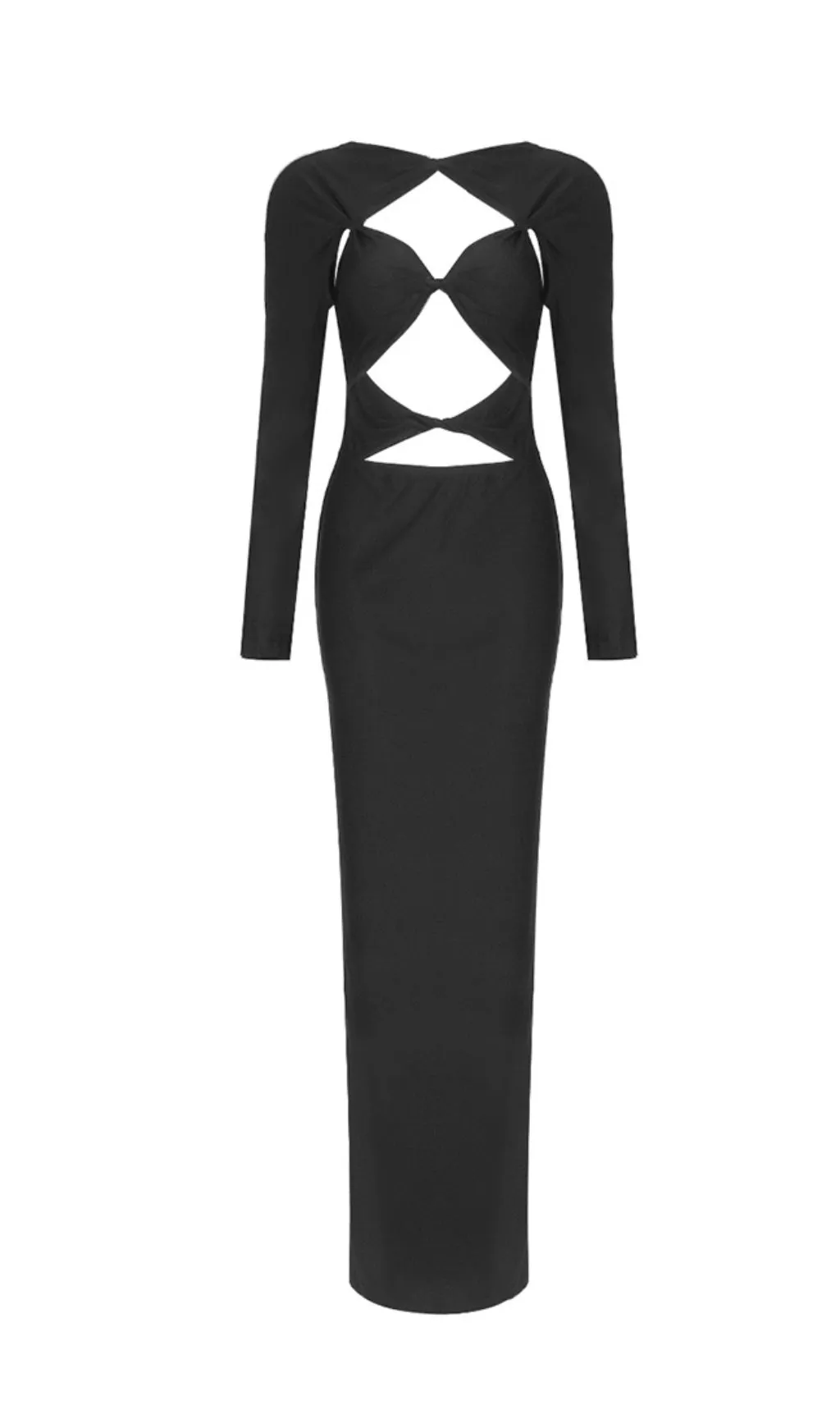 BLACK EMBELLISHED CUT-OUT MAXI DRESS Gloria Lanvin