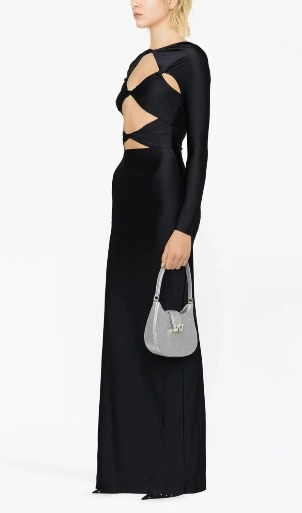 BLACK EMBELLISHED CUT-OUT MAXI DRESS Gloria Lanvin