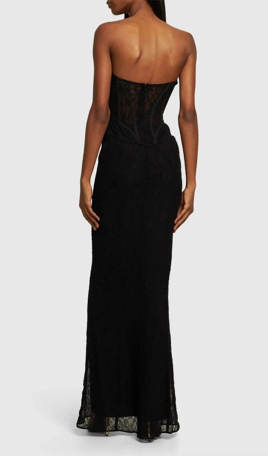 BLACK LACE DRESS WITH DENUDED SHOULDERS Gloria Lanvin
