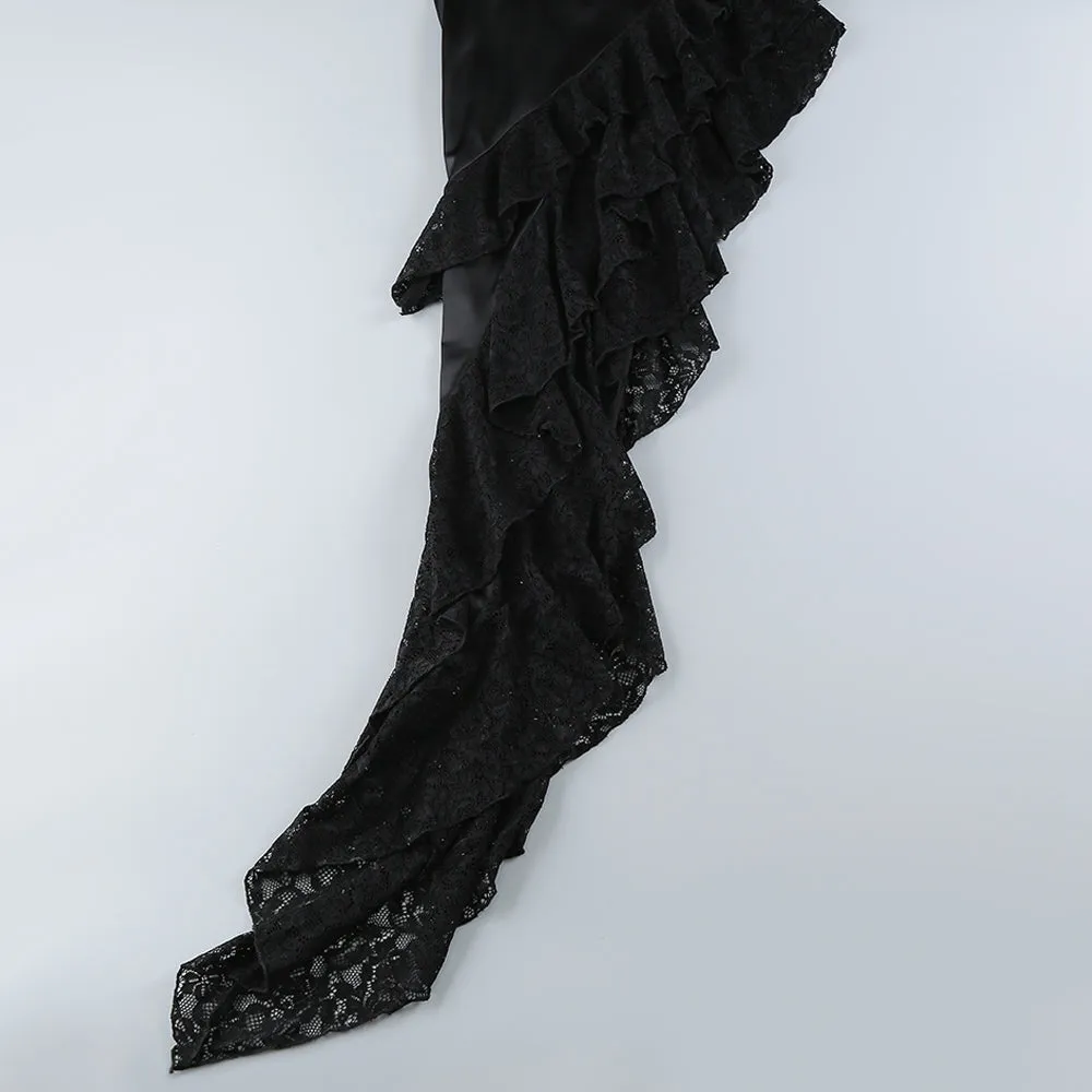 BLACK LACE SATIN CORSET DRESS Gloria Lanvin