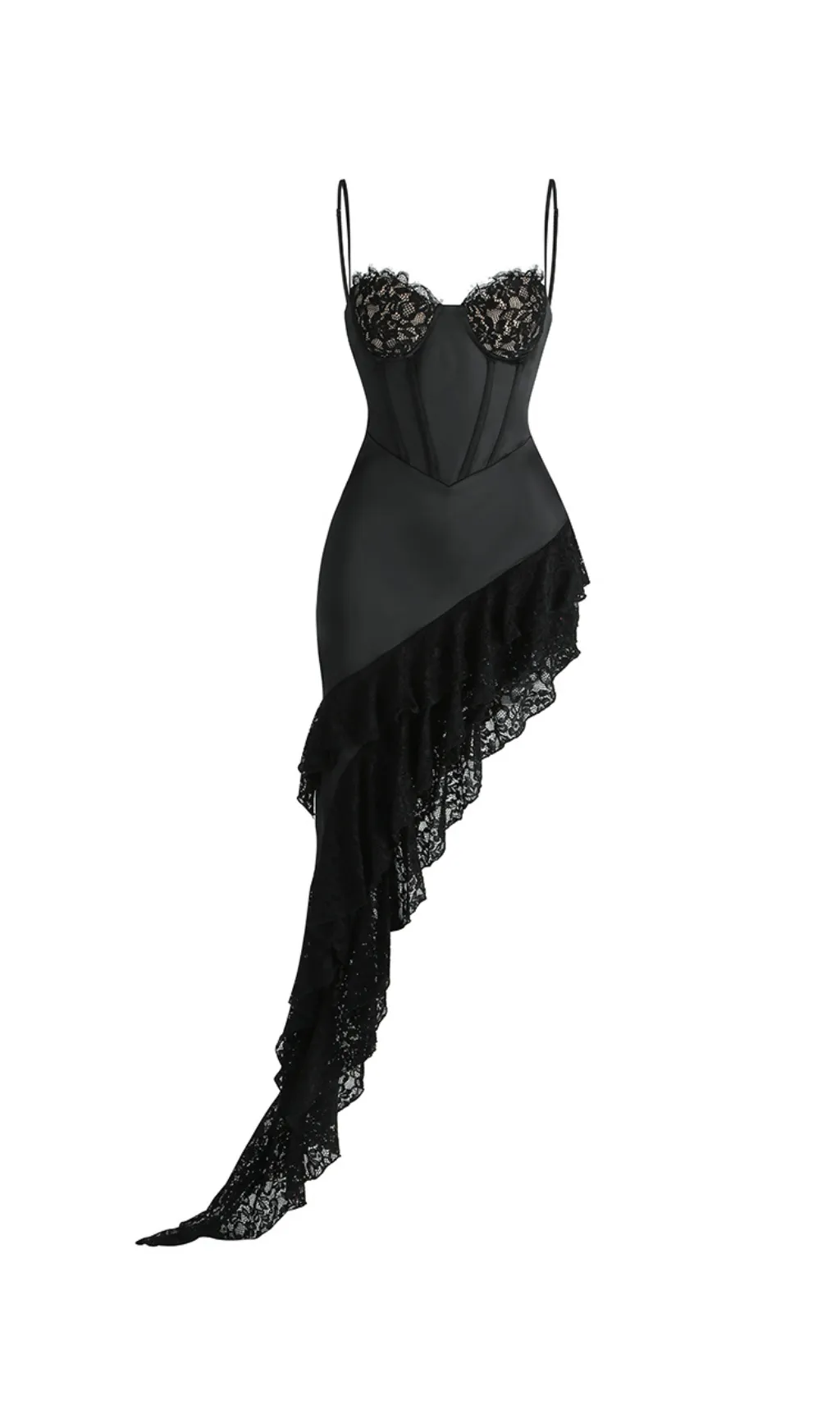 BLACK LACE SATIN CORSET DRESS Gloria Lanvin
