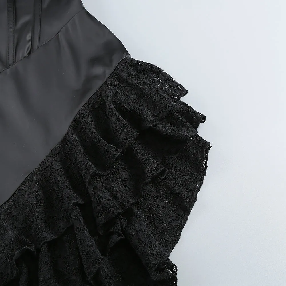 BLACK LACE SATIN CORSET DRESS Gloria Lanvin
