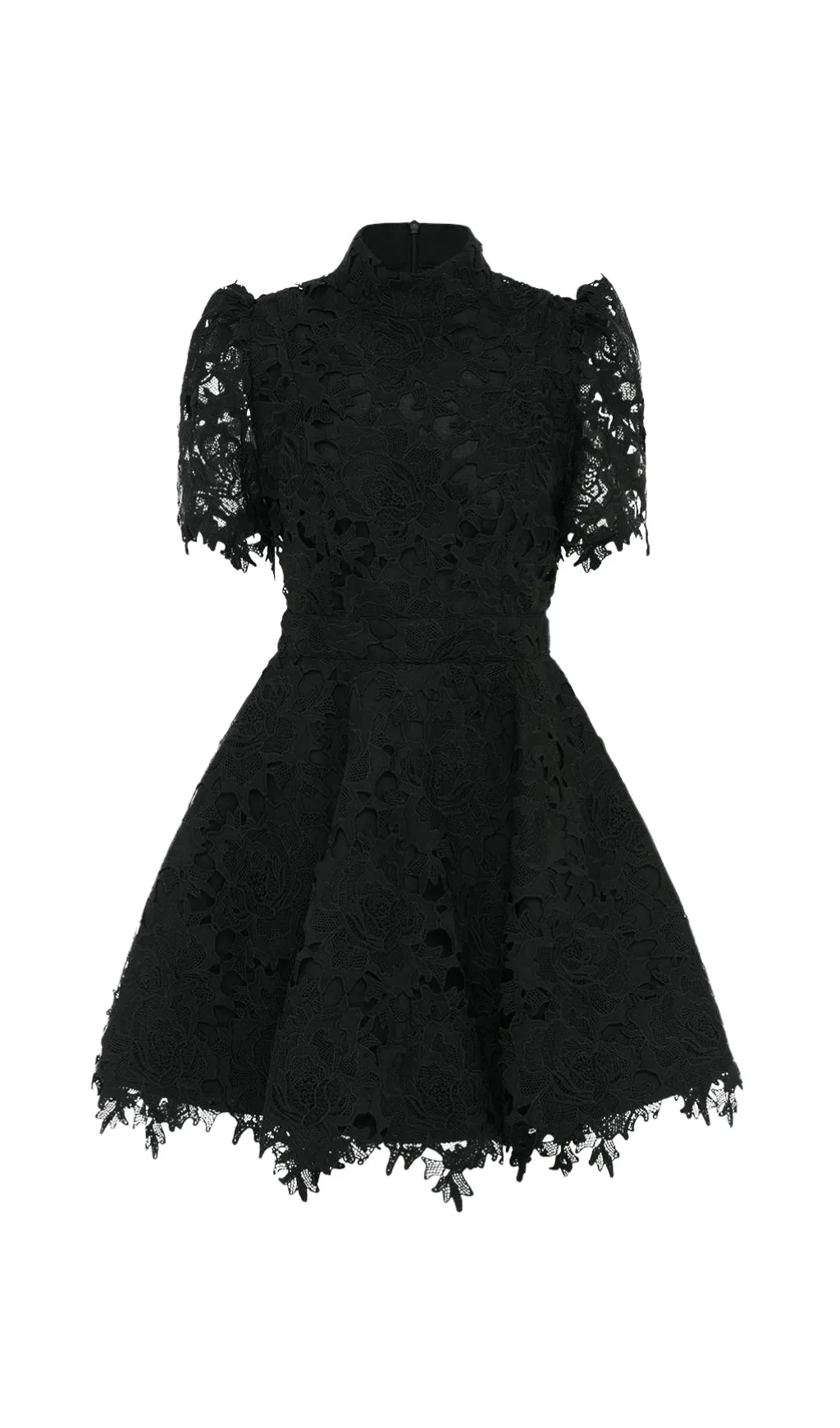 BLACK LACE SHORT SLEEVE MINI DRESS Gloria Lanvin