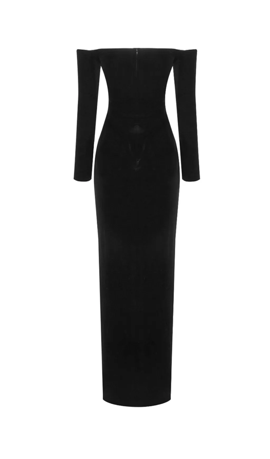 BLACK LONG SLEEVE LACE VELVET MAXI DRESS Gloria Lanvin
