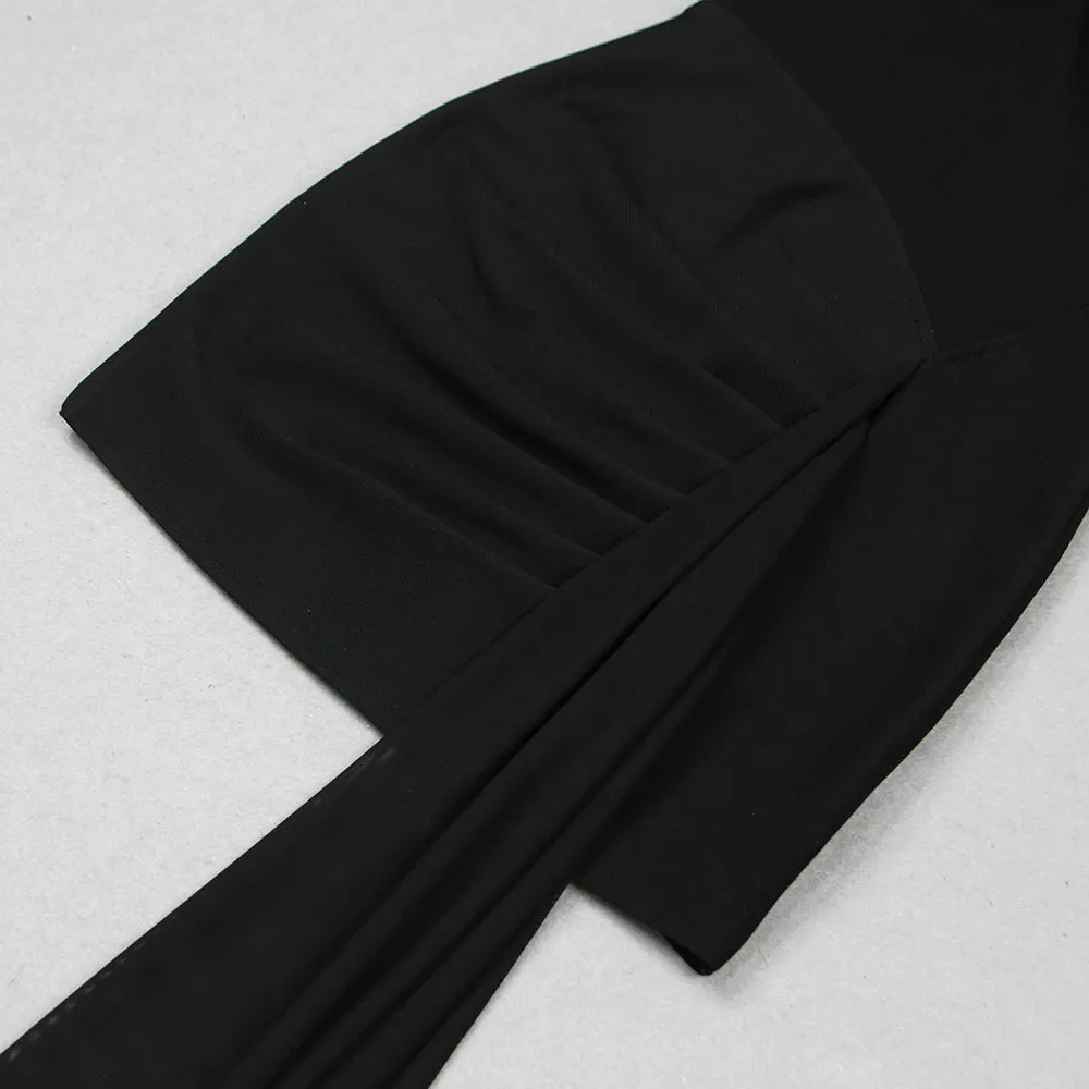 BLACK SHEER CRYSTAL HALTER MINI DRESS Gloria Lanvin