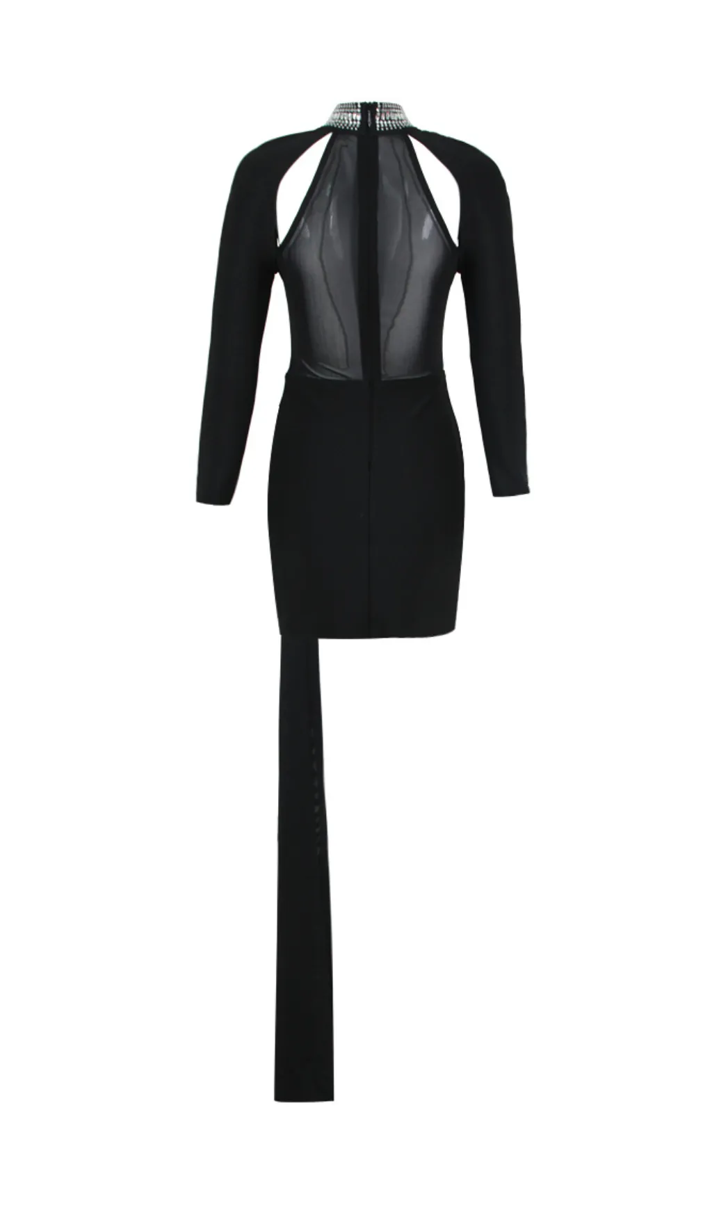 BLACK SHEER CRYSTAL HALTER MINI DRESS Gloria Lanvin