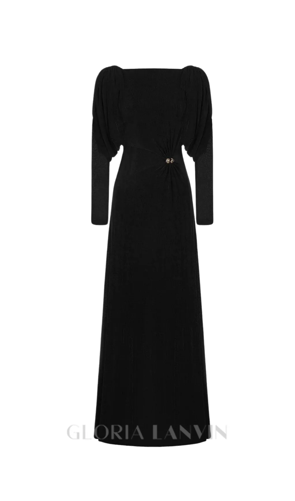 black straight boat neck knitted fabric maxi dress Gloria Lanvin