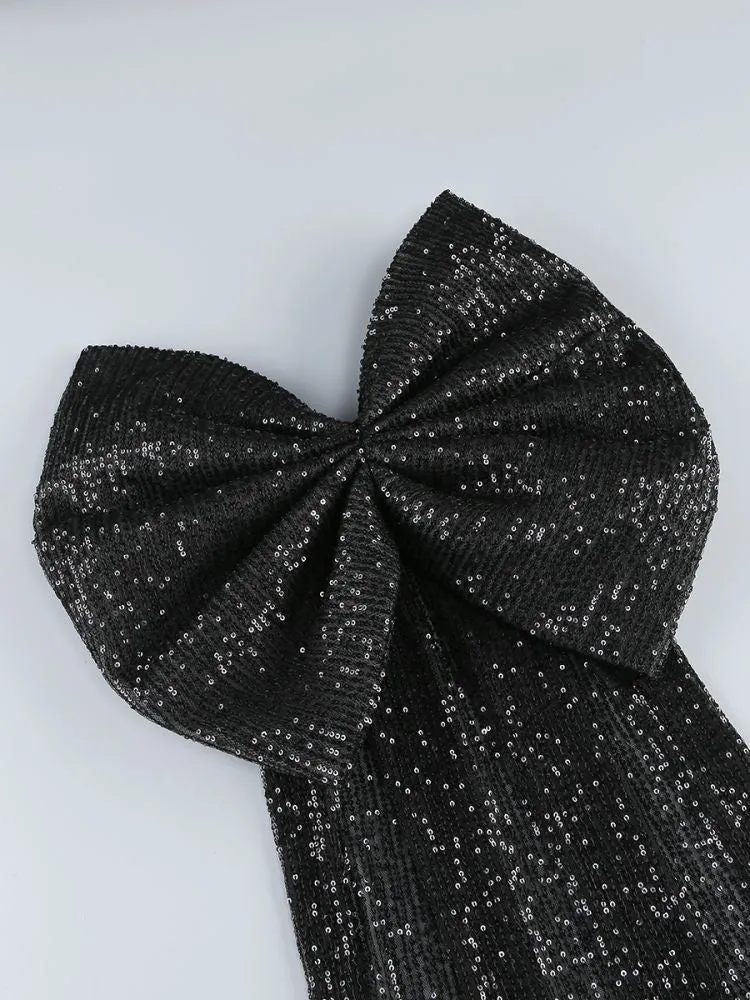 BLACK STRAPLESS BOW MINI DRESS Gloria Lanvin