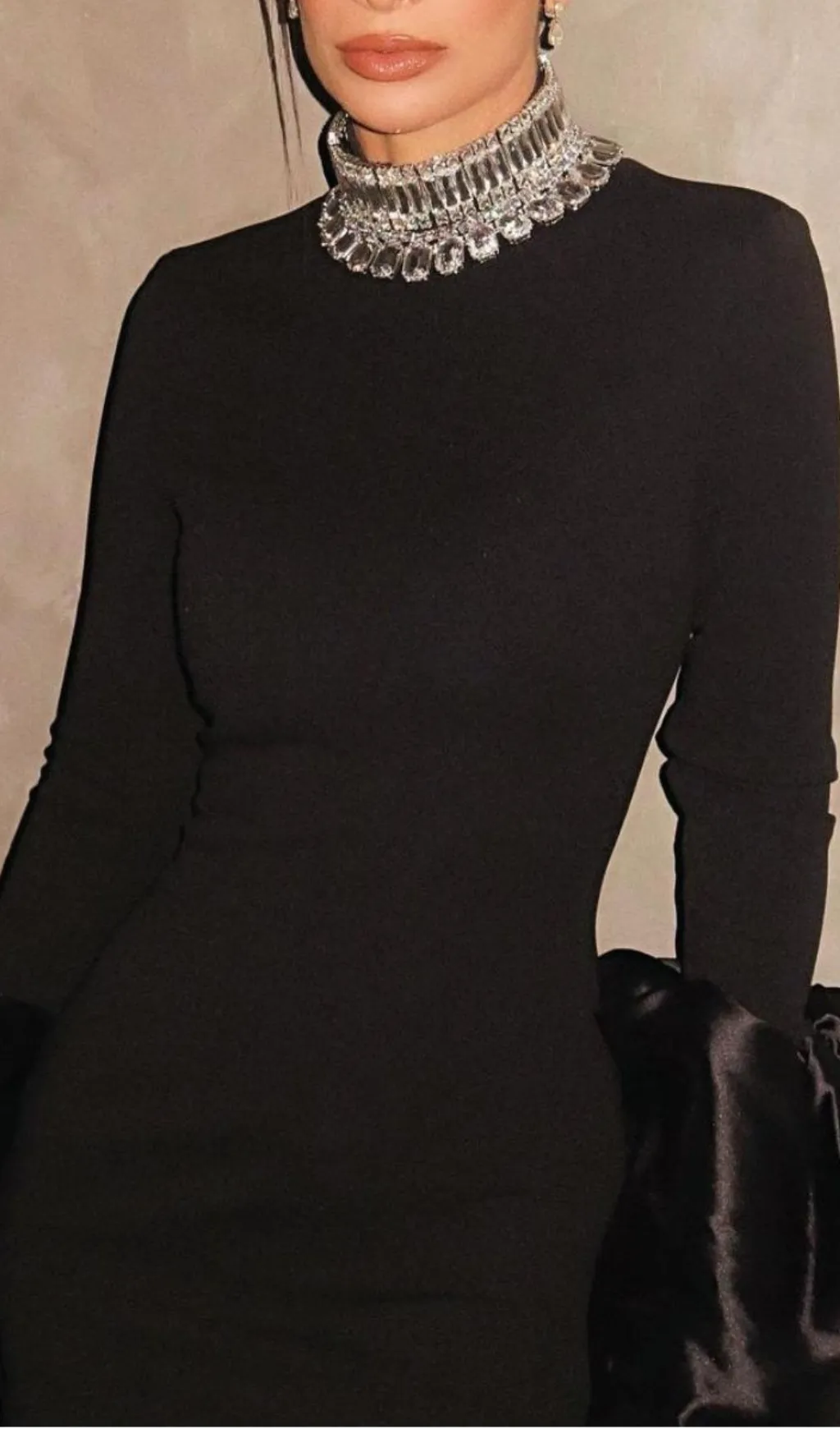 BLACK TRUMPET SLEEVE HIGH-NECK MAXI DRESS Gloria Lanvin