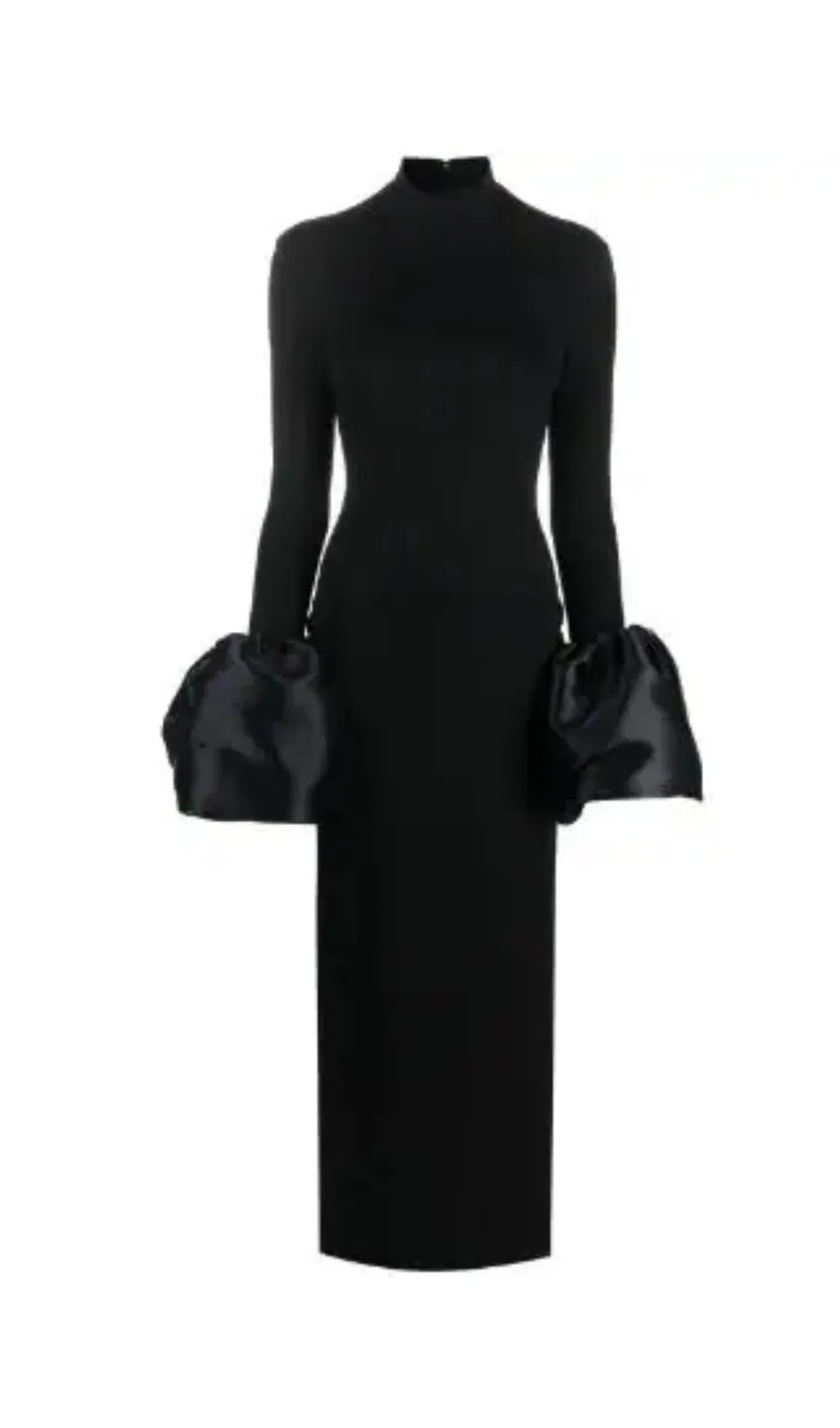 BLACK TRUMPET SLEEVE HIGH-NECK MAXI DRESS Gloria Lanvin