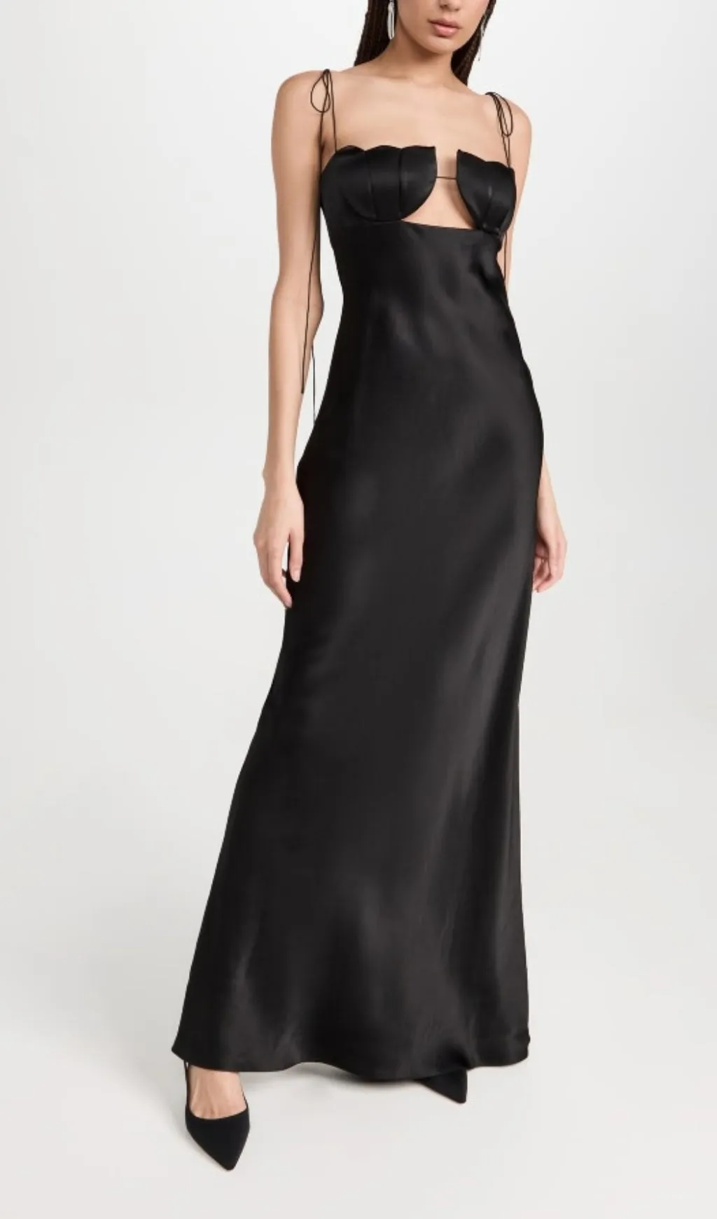 BLACK TULIP SATIN MAXI DRESS Gloria Lanvin
