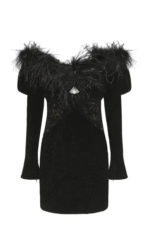 BLACK VELVET OFF SHOULDER MINI DRESS Gloria Lanvin