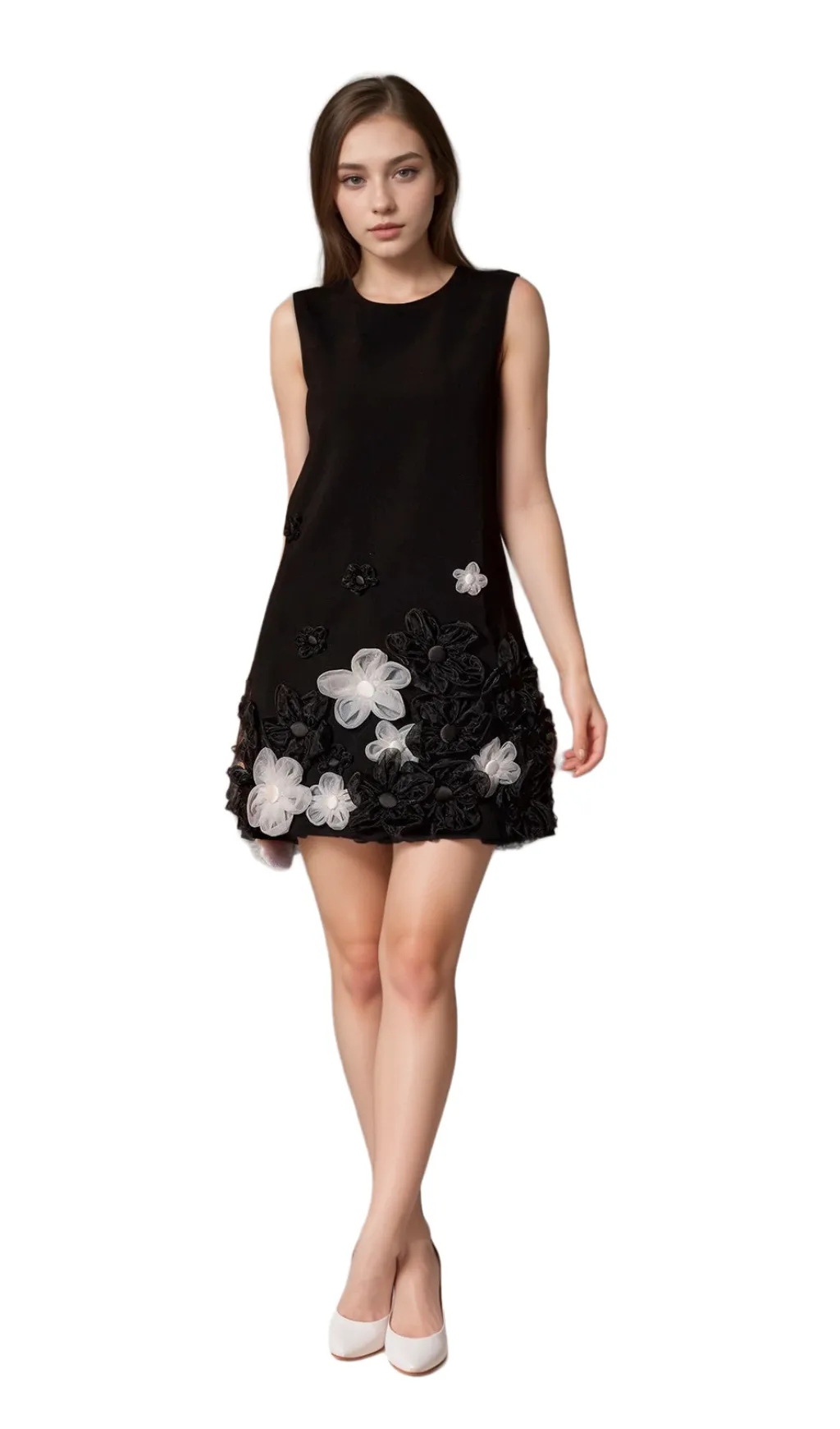 blanche Balius Sleeveless Flower Mini Dress Gloria Lanvin