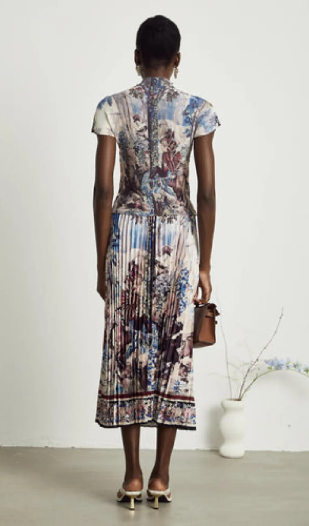 Blanche floral-print pleated top & skirt matching set Gloria Lanvin