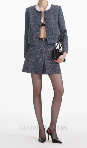 blue boucle mini skirt Gloria Lanvin