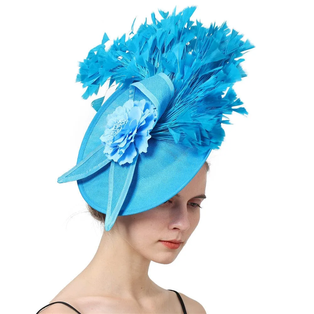 BLUE ELEGANT FEATHER FASCINATORS Gloria Lanvin