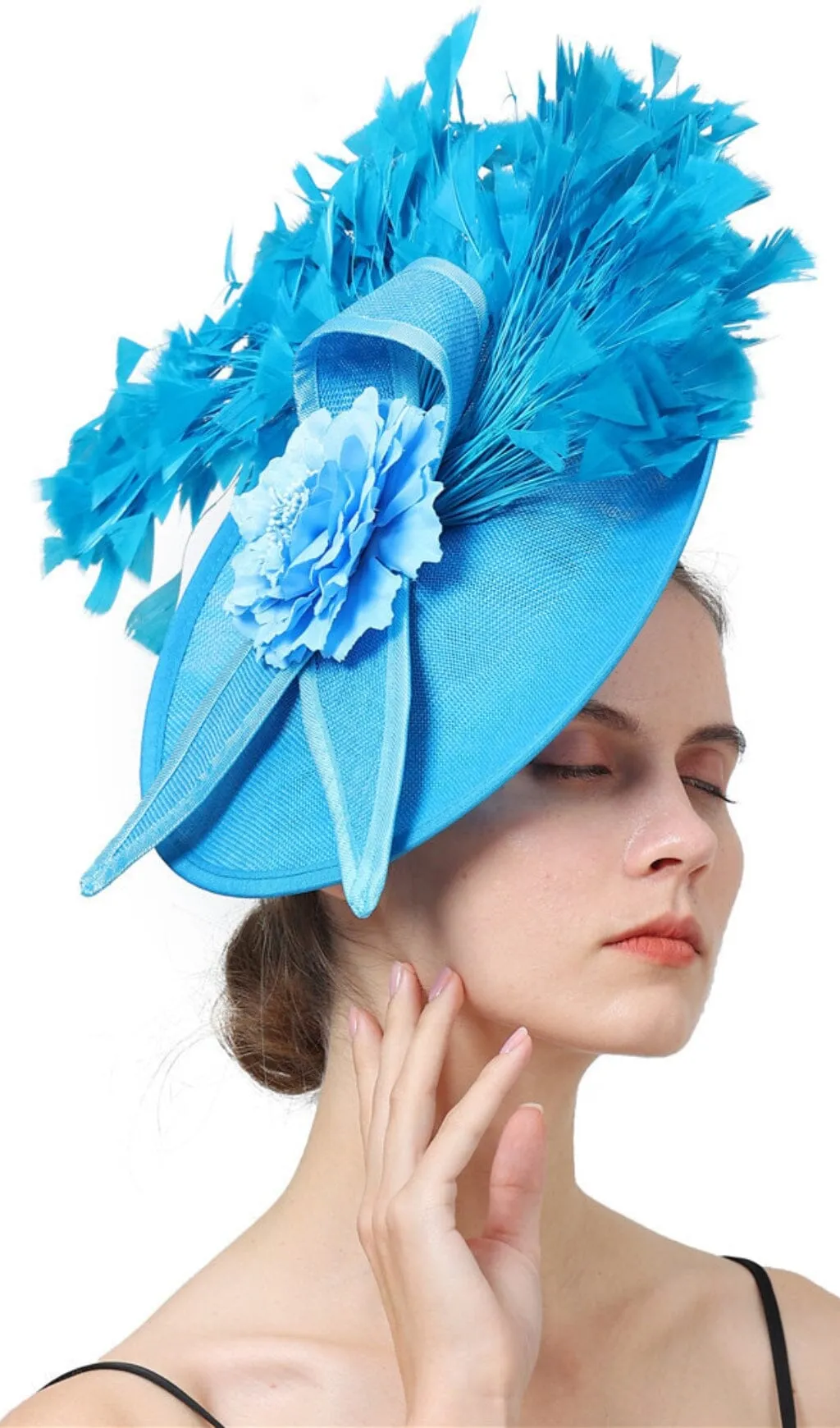 BLUE ELEGANT FEATHER FASCINATORS Gloria Lanvin