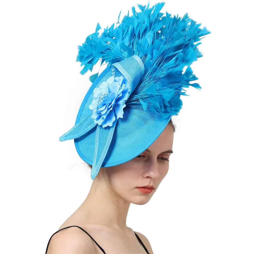 BLUE ELEGANT FEATHER FASCINATORS Gloria Lanvin