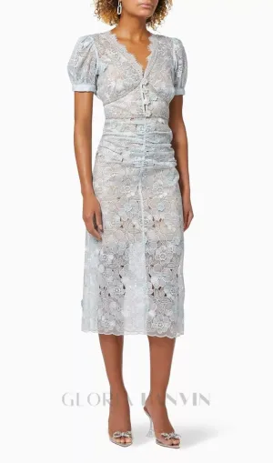 BLUE FLORAL MIDI DRESS Gloria Lanvin
