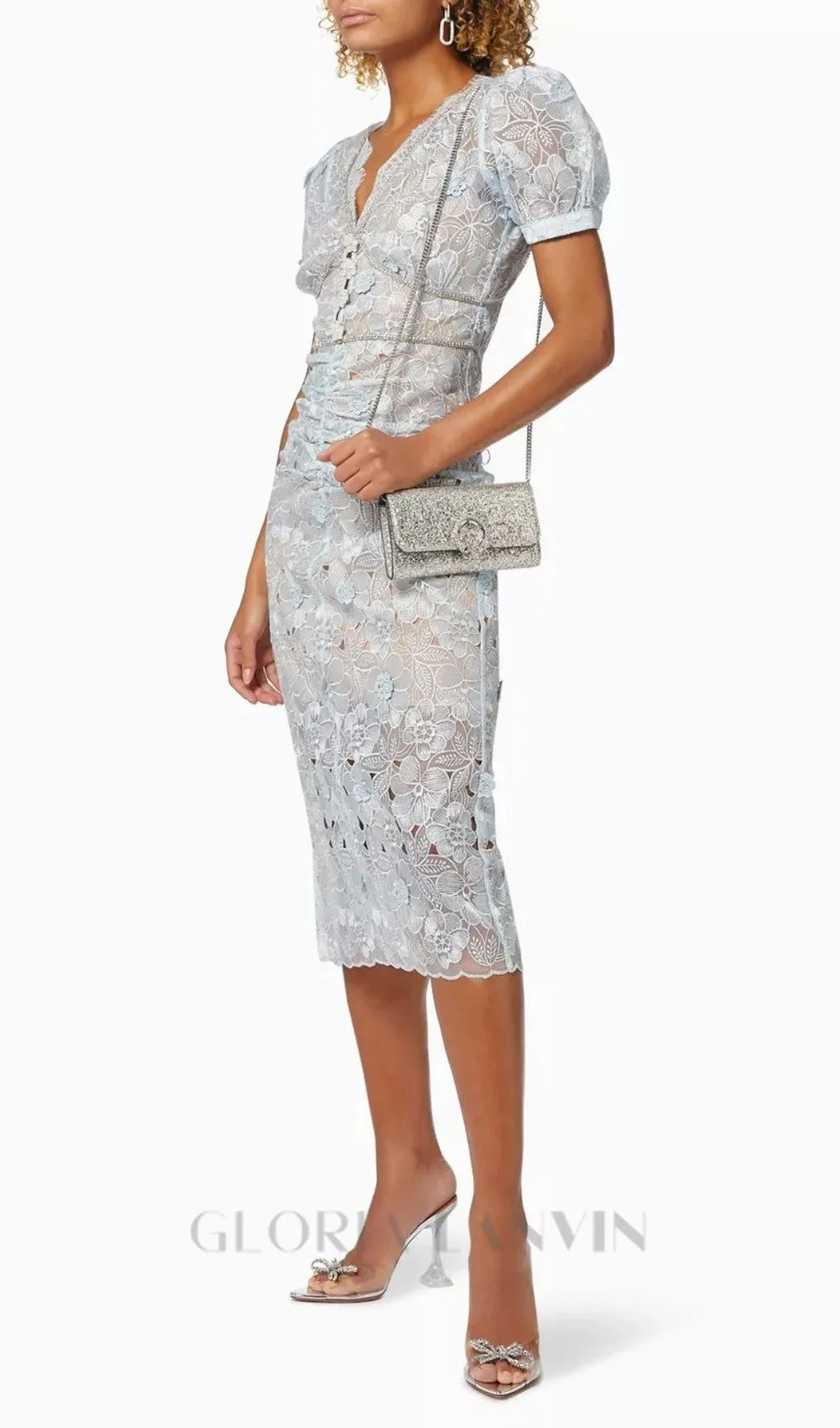BLUE FLORAL MIDI DRESS Gloria Lanvin