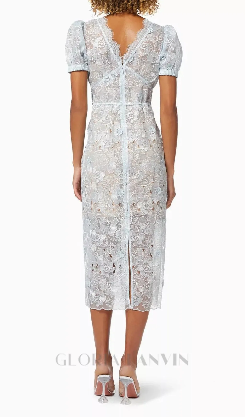 BLUE FLORAL MIDI DRESS Gloria Lanvin