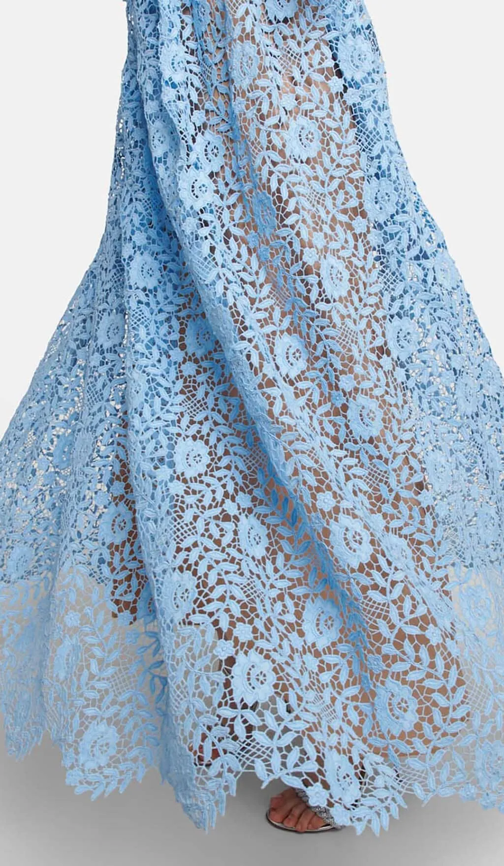 BLUE LONG SLEEVE LACE MAXI DRESS Gloria Lanvin