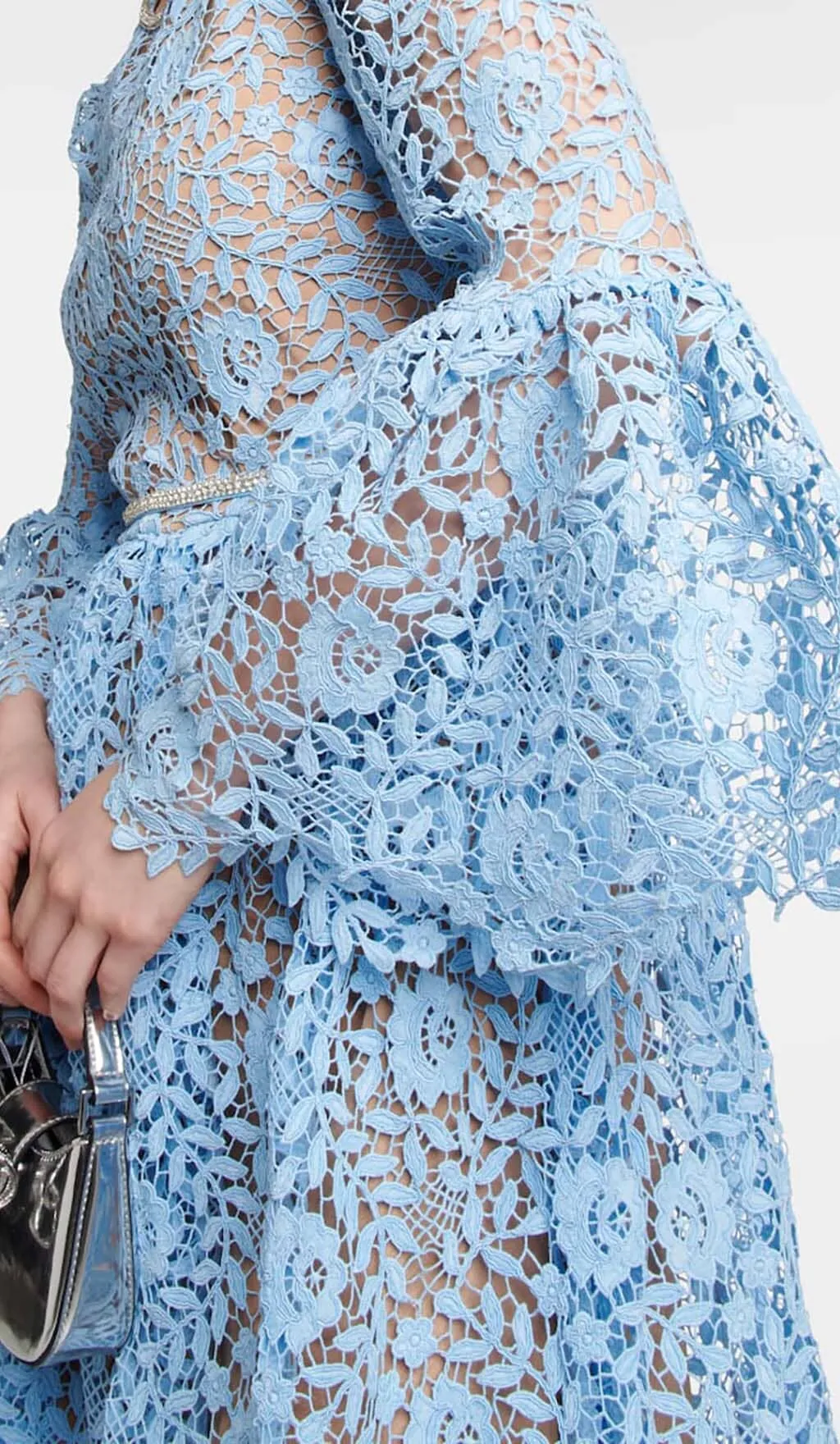 BLUE LONG SLEEVE LACE MAXI DRESS Gloria Lanvin