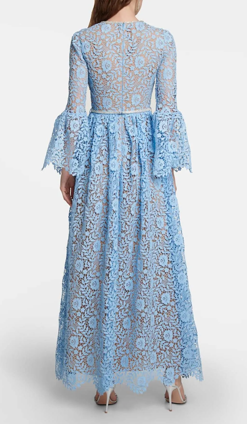 BLUE LONG SLEEVE LACE MAXI DRESS Gloria Lanvin