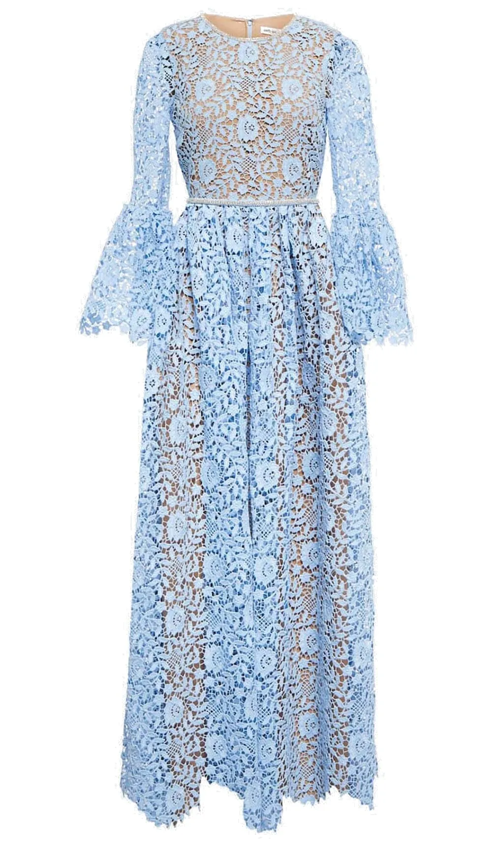 BLUE LONG SLEEVE LACE MAXI DRESS Gloria Lanvin
