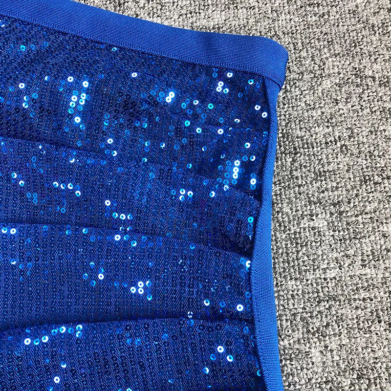BLUE SEQUIN ONE SHOULDER BODYCON DRESS Gloria Lanvin