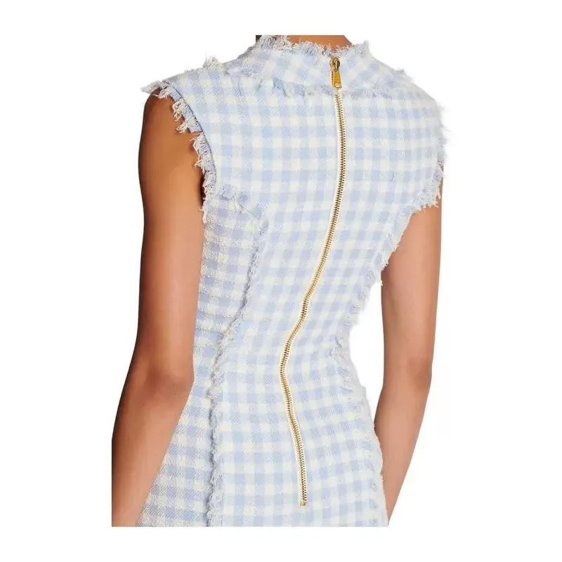 Blue White Gingham Mini dress Gloria Lanvin