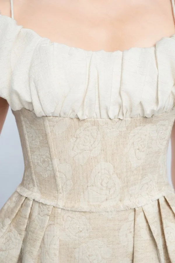 boat neck corset maxi dress in beige Gloria Lanvin