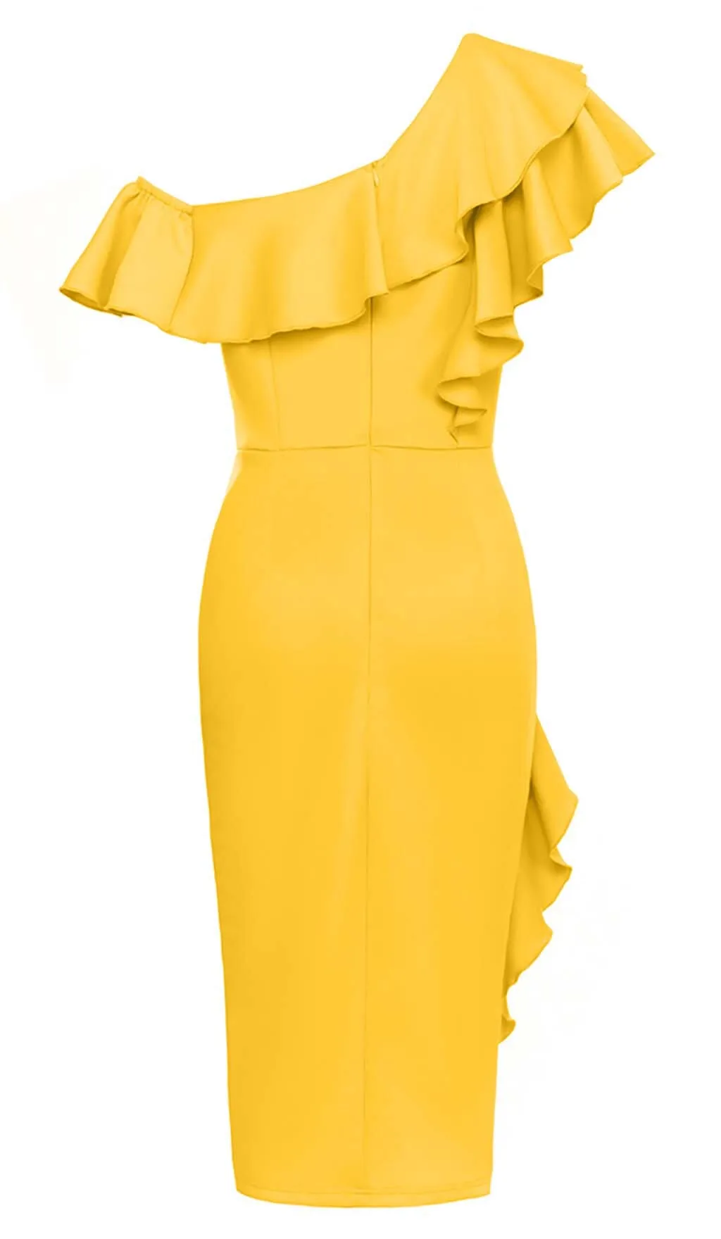 BODYCON RUFFLE MIDI DRESS IN APRICOT Gloria Lanvin