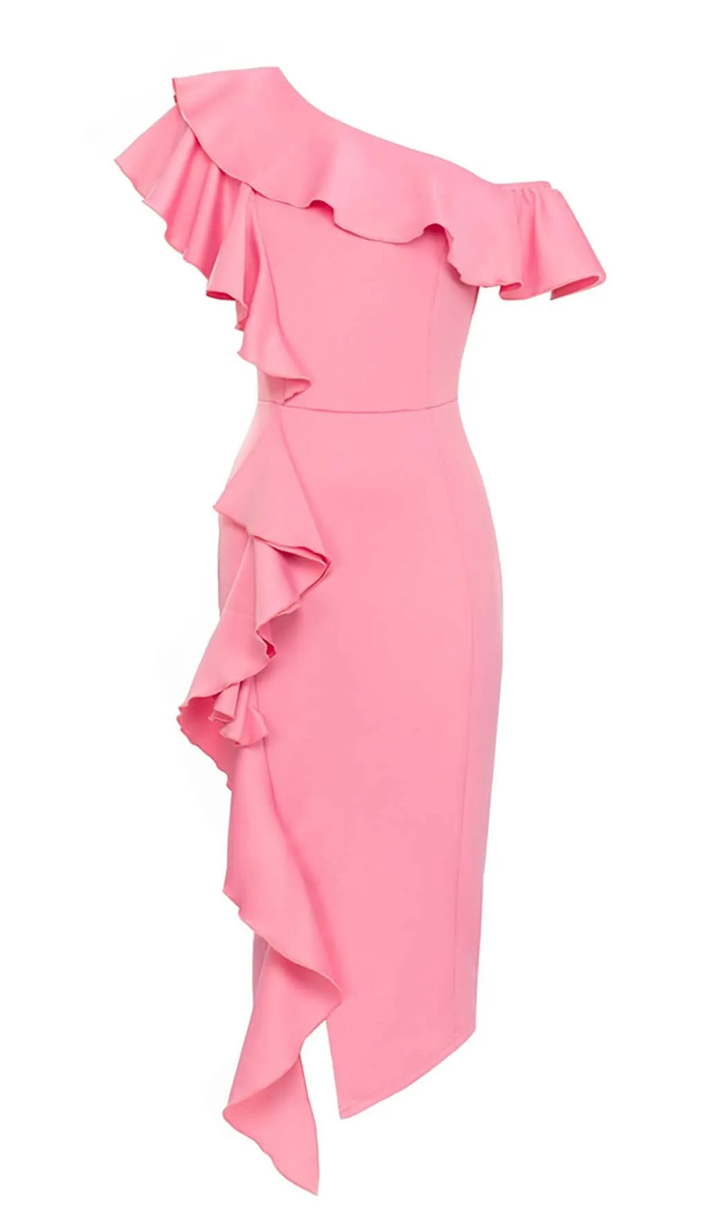 BODYCON RUFFLE MIDI DRESS IN APRICOT Gloria Lanvin