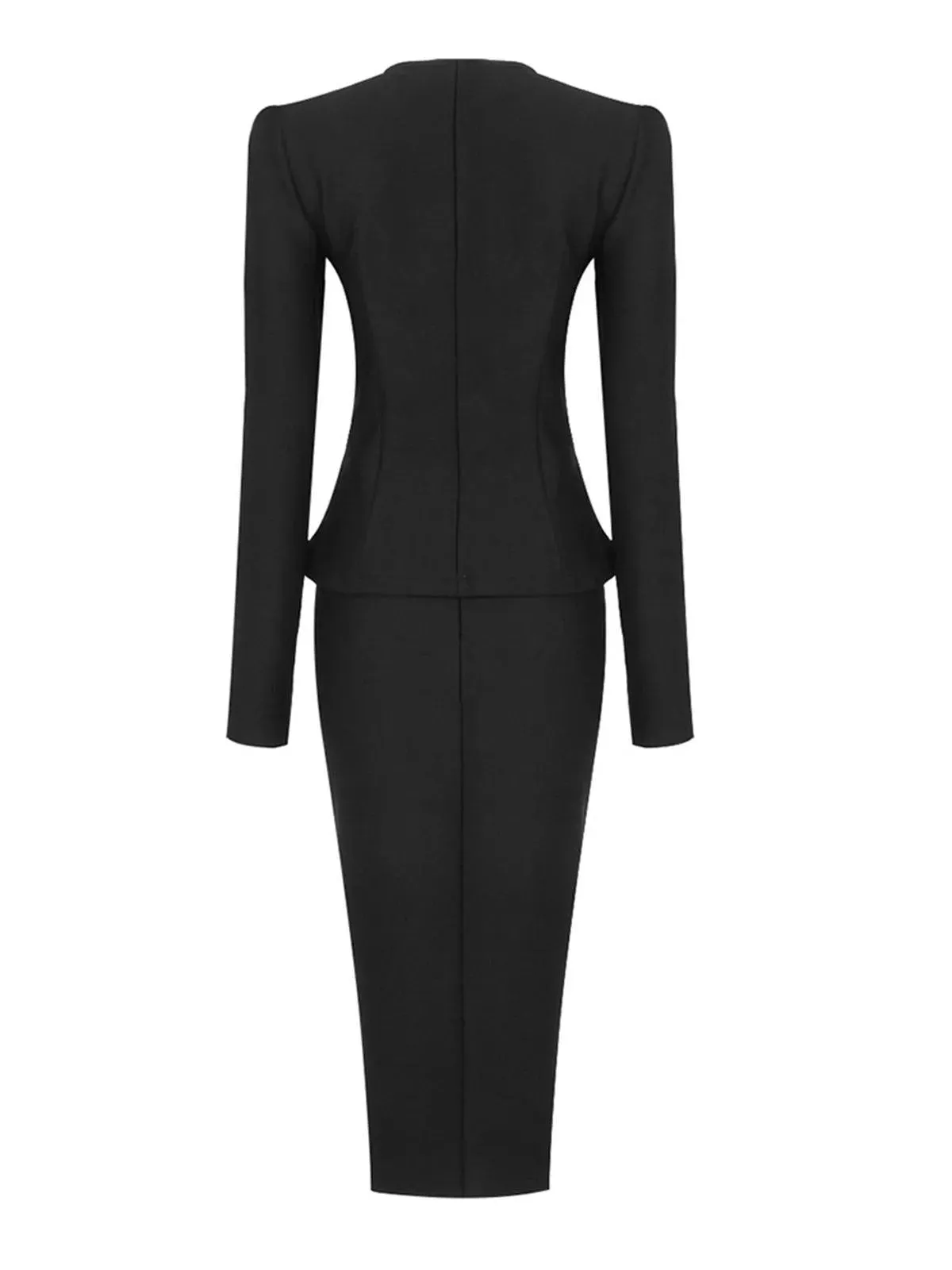 bonnie Long Sleeve Single Breasted Bandage Set in black Gloria Lanvin